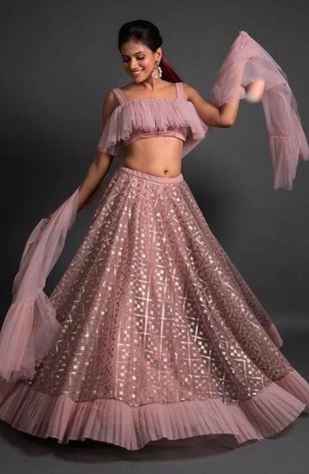 What's your opinion on this Onion coloured lehenga guys? - 1