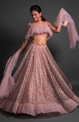 What's your opinion on this Onion coloured lehenga guys? 1