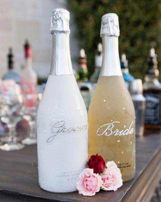 Customised champagne bottles for bride and groom 1