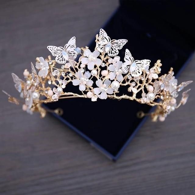 Floral tiara with white gown - 1