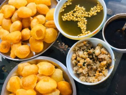 My mom made gol gappe's at home! wow 1