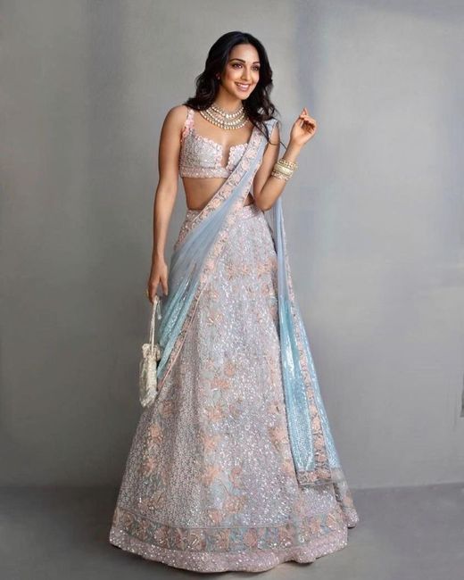 This pretty pastel lehenga is perfect for day weddings! 1