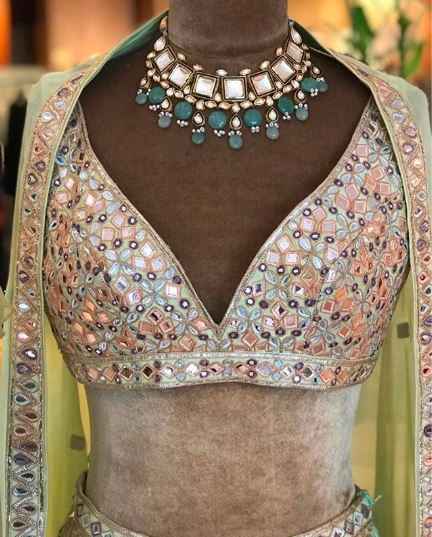 Jewellery with a plunging sweetheart neckline blouse - 1
