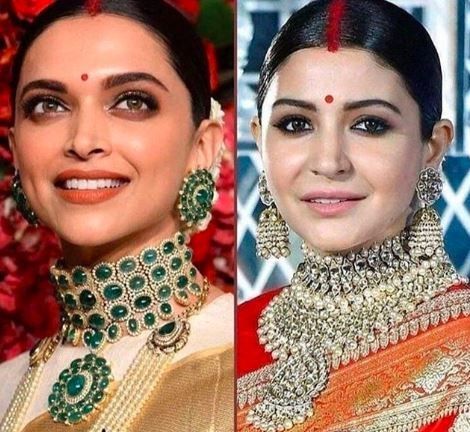 Look at this comparison between Deepika and Anushka's wedding looks 1