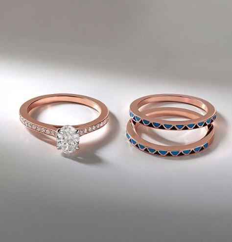 Blue Solitaire 3 ring set for engagement ♥️ - 1