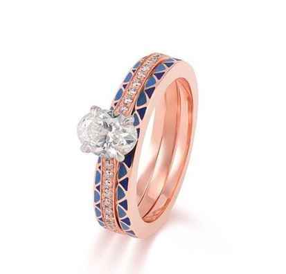 Blue Solitaire 3 ring set for engagement ♥️ - 2