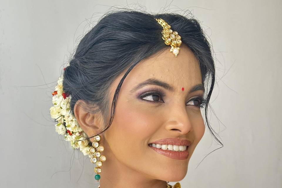 Glass skin bridal makeup