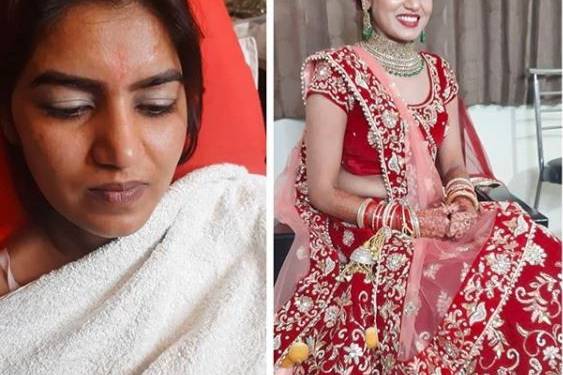Nepali Bride in Red Lehenga, Bridal Makeup and Hairstyle on a White  Background - Photos Nepal