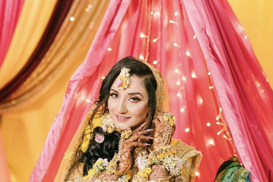 Mehndi and haldi makeup