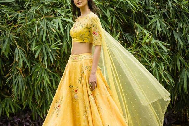 Ivory Organza Embroidered Lehenga Set Design by Anushree Reddy at Pernia's  Pop Up Shop 2024