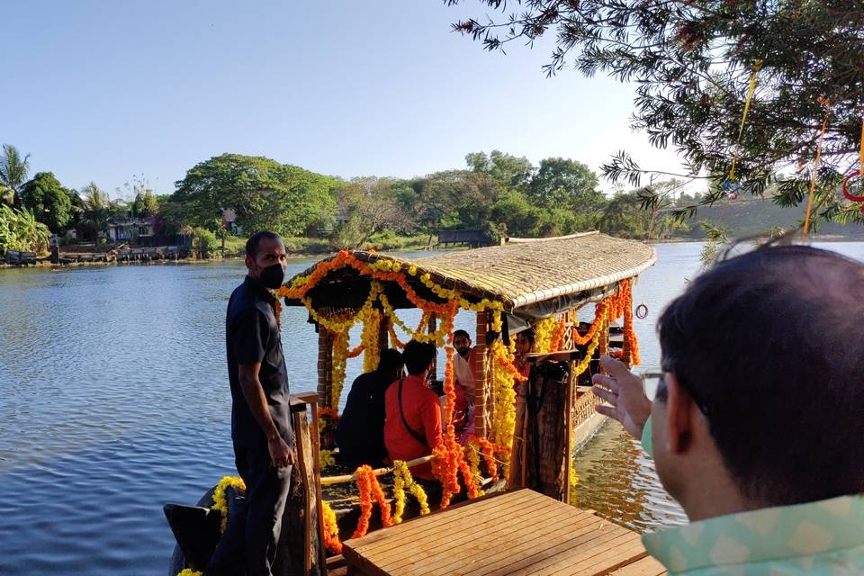 Couple entry- decorated boat