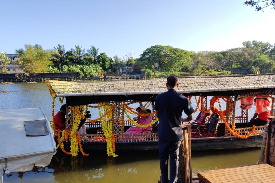 Couple entry- decorated boat