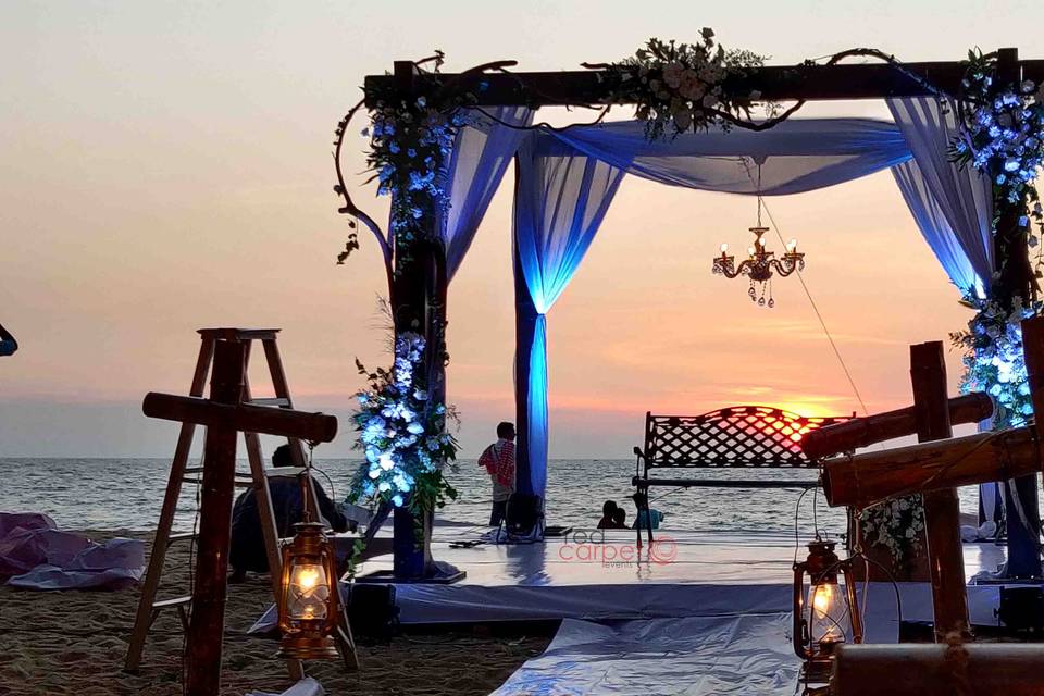 Beach wedding stage at Cherai