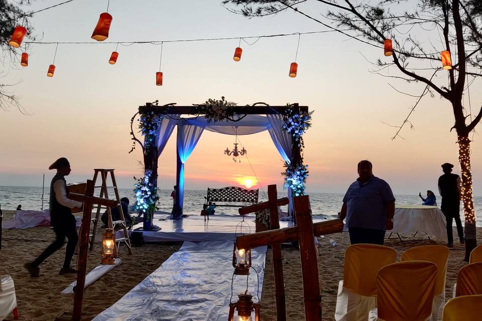 Beach wedding stage