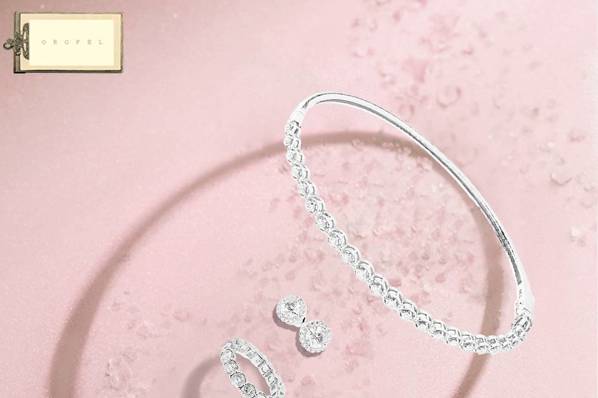 Eternity bangle, ring and studs