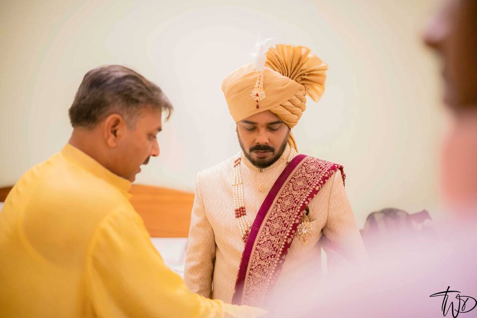 Groom getting ready