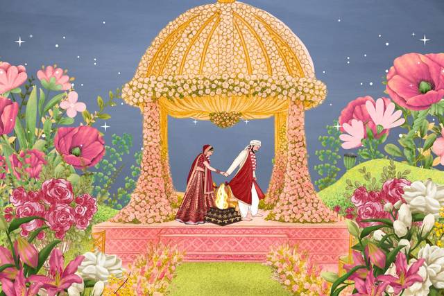 Wedding invitation with mandap