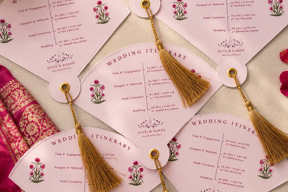 Wedding fan itinerary