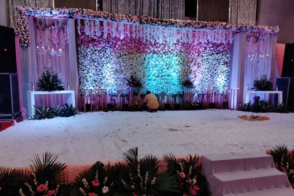 Wedding stage pink,white theme