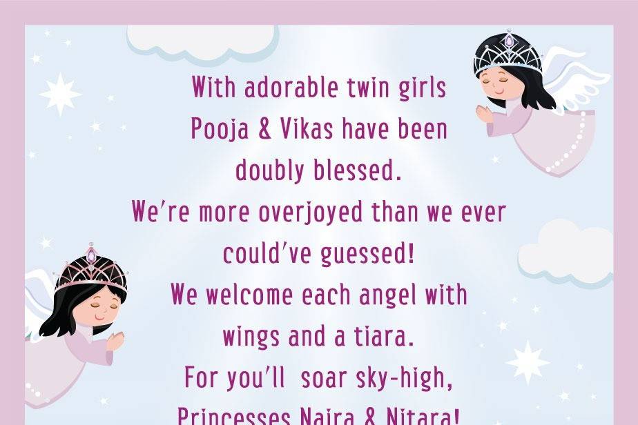 Twin girl announcement tag