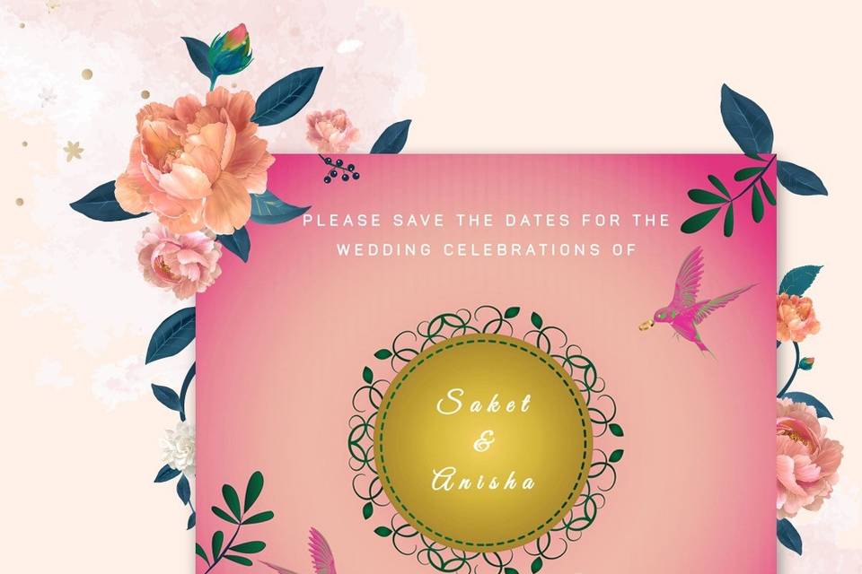 Spring-themed e-save the date