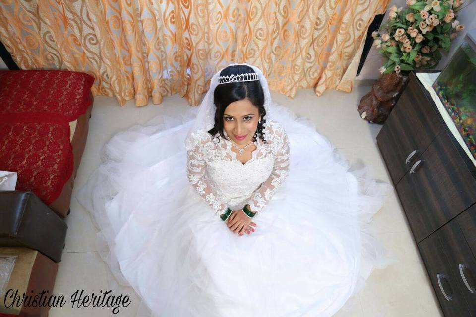 White Off-Shoulder Christian Wedding Gown by ZAYAH for rent online | FLYROBE