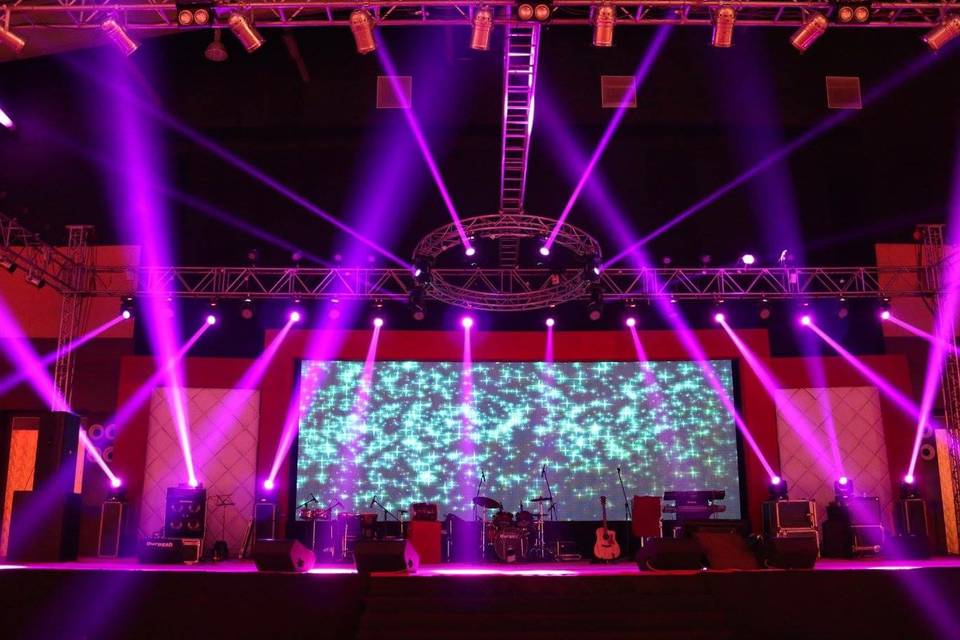 Stage setup with light and dj
