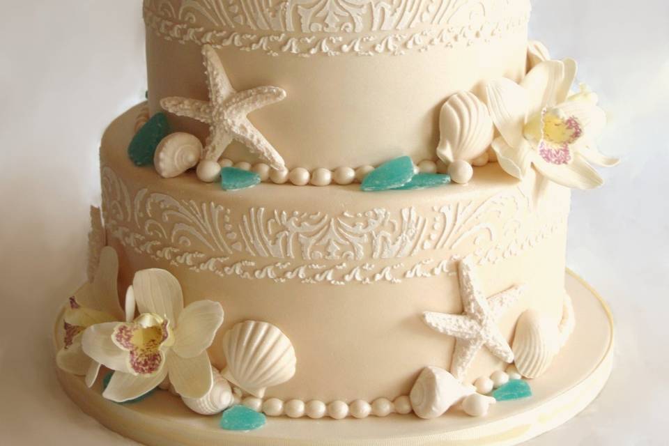 Ocean theme wedding cake