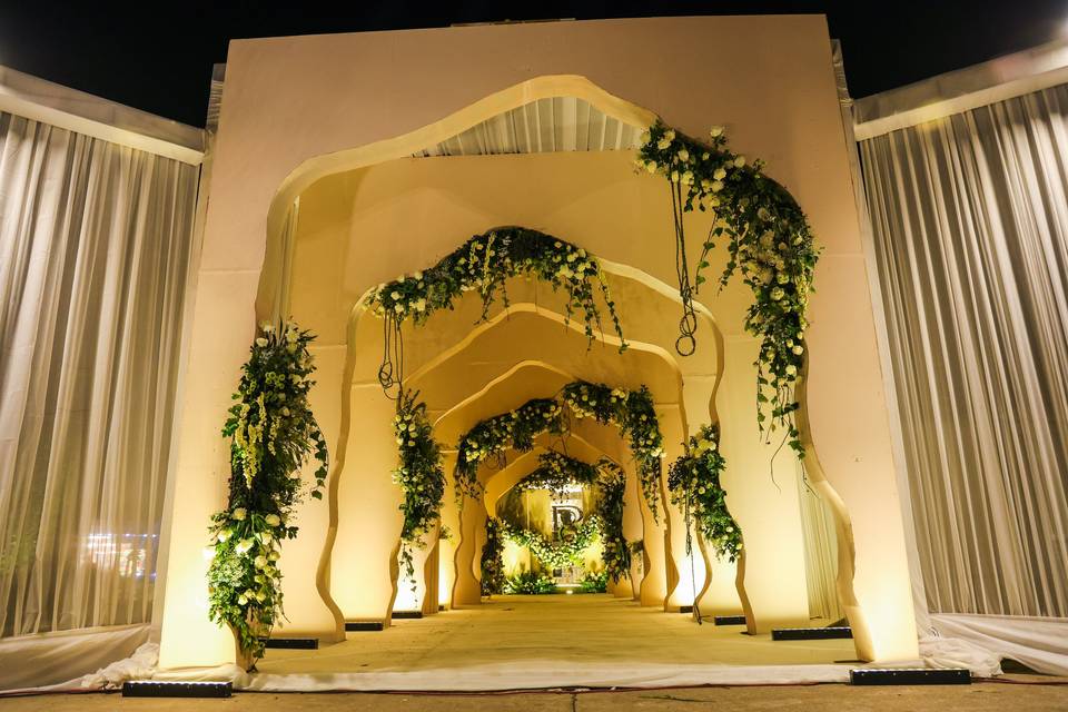 Ivory and Lush green entrance