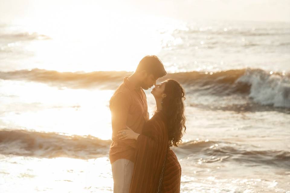 A cinematic beach portrait cap