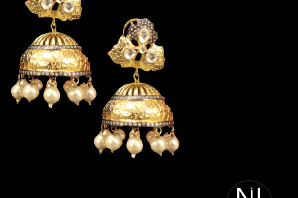 Kundan pearl jhumkas