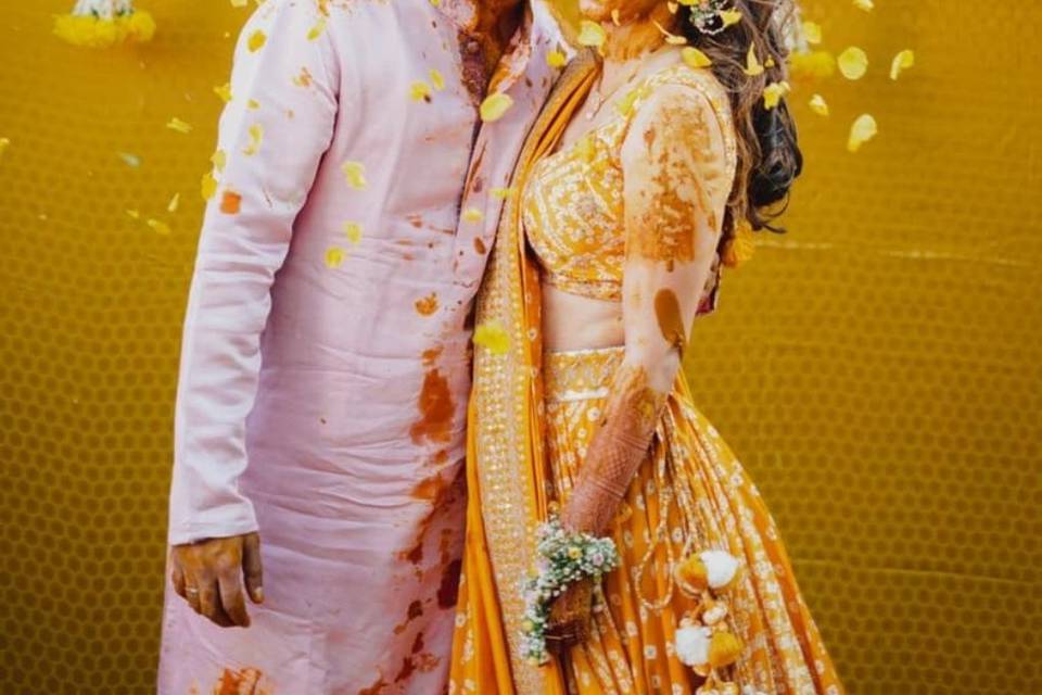 Haldi bride & groom