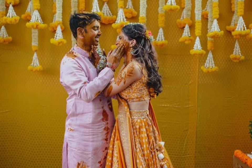 Haldi bride & groom