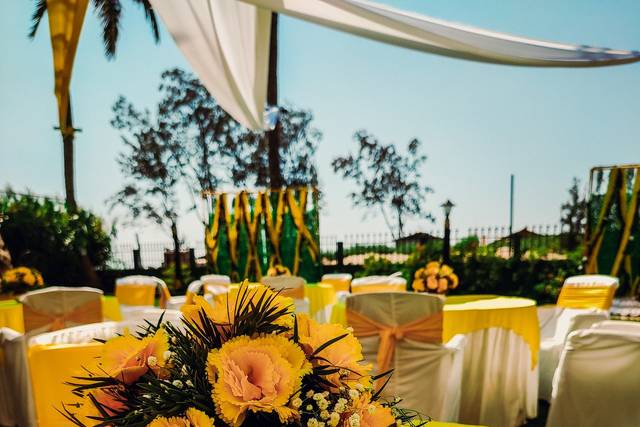 Yellow coloured centerpieces