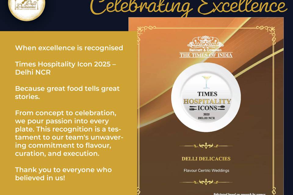 Recognised as Times Hospitalit