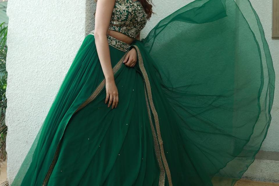 Designer Green Lehenga