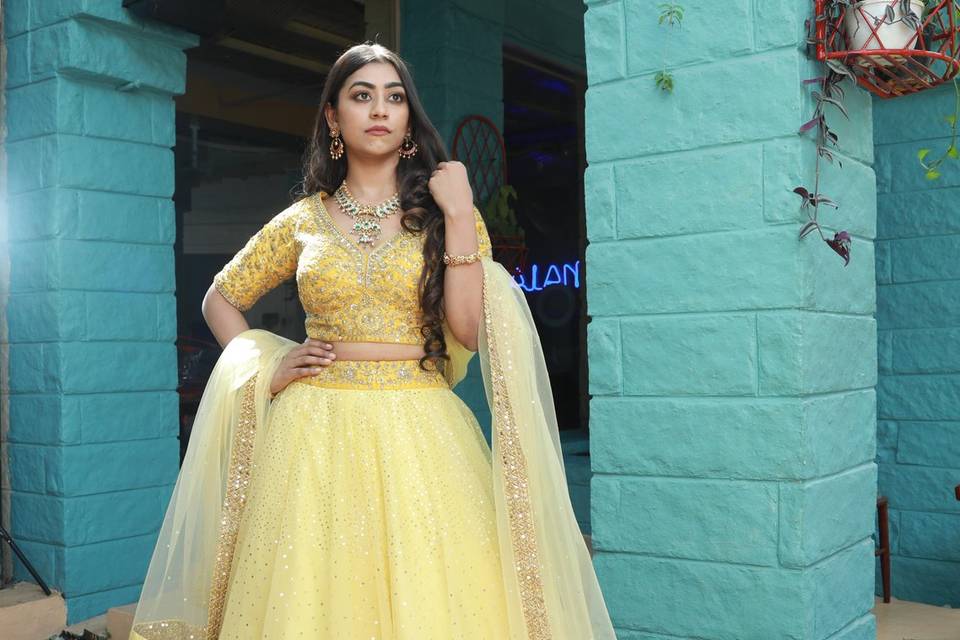 Yellow ombre Haldi Lehenga