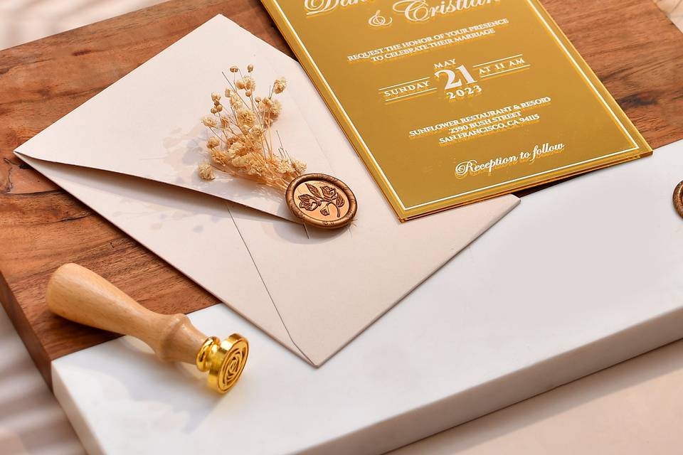 Gold Mirror Invites