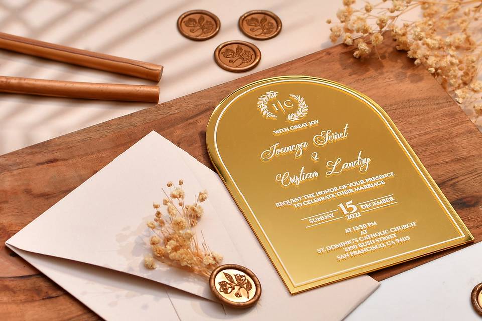 Gold Acrylic Invites