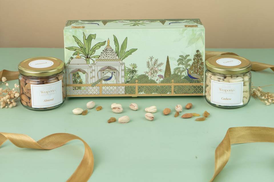 2 Jar Green Garden Wooden box