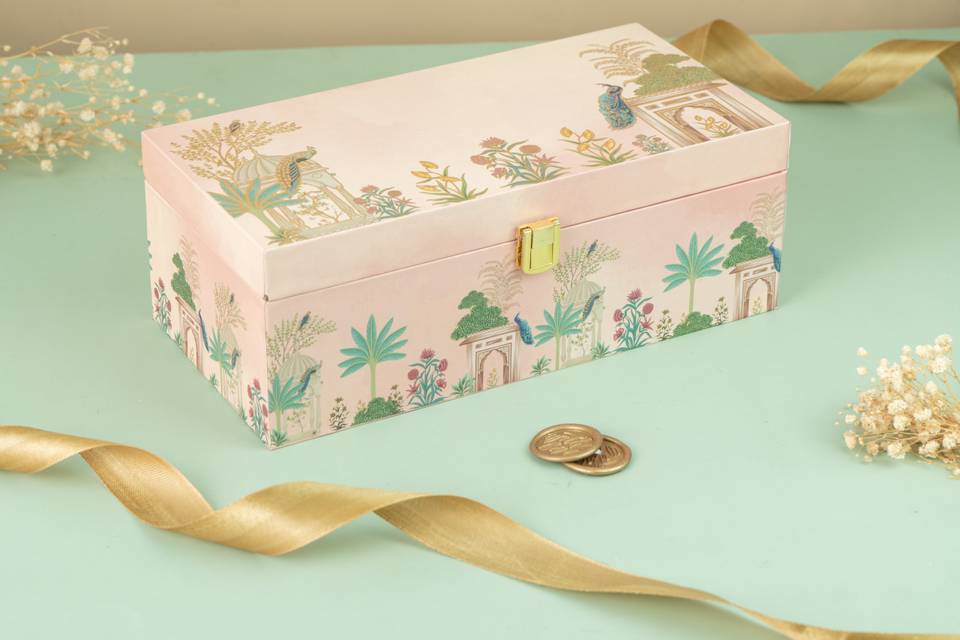 2 Jar Pink Wooden Box