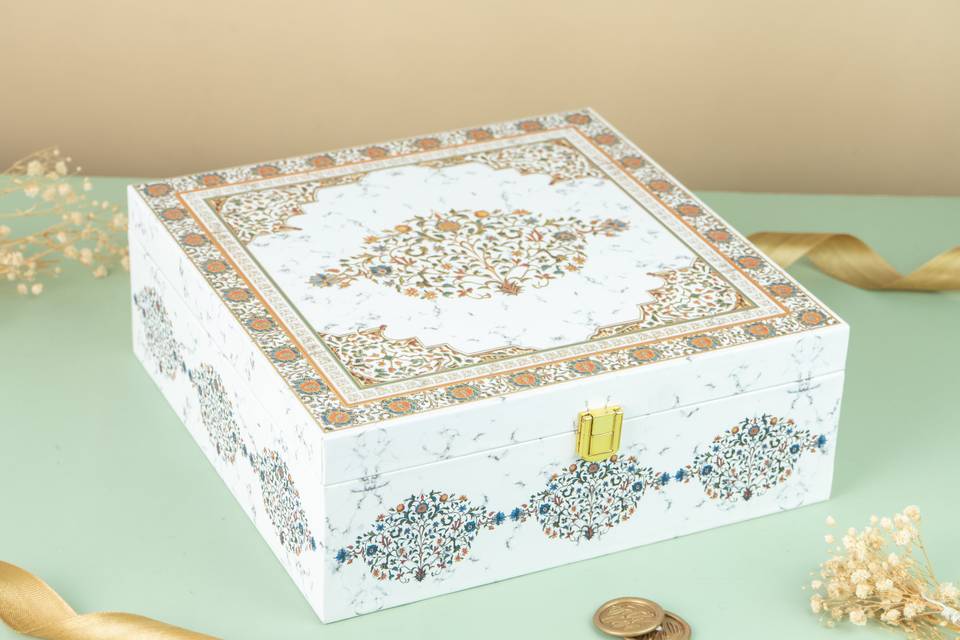 White Marble Box Invitations