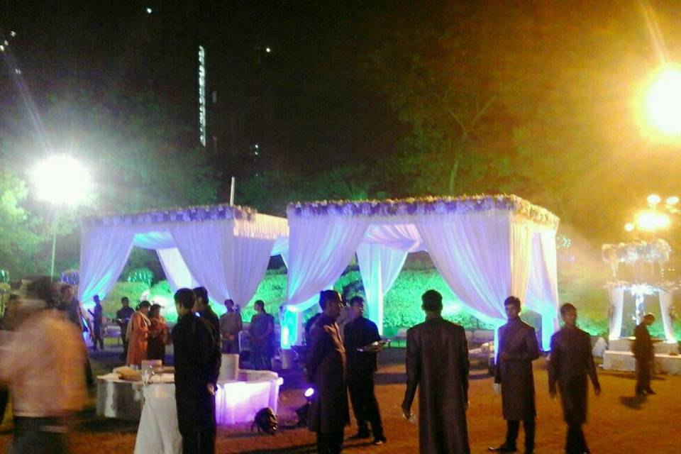 Catering area decor with tents
