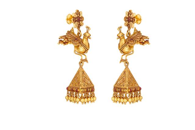gold earrings designs joy alukkas - Google Search | Bridal gold jewellery  designs, Simple bridal jewelry, Gold necklace indian bridal jewelry
