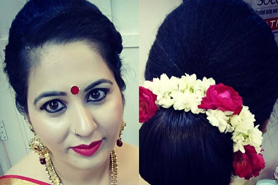 Party makeup and hairdo