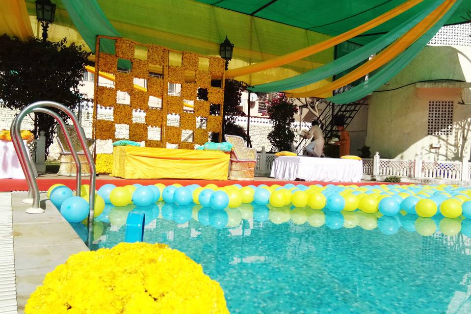 Poolside Haldi Decoration