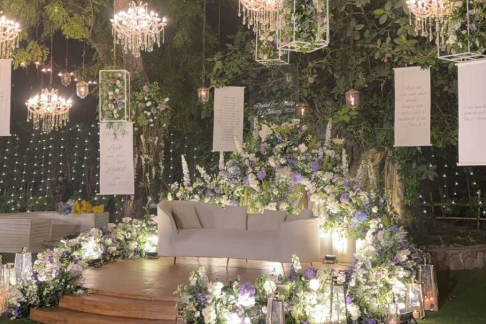 Backdrop under trees