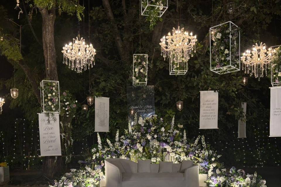 Backdrop under trees