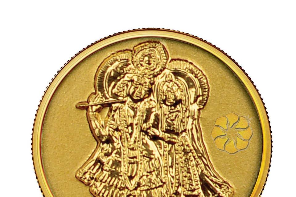 Radha krishna gold coin