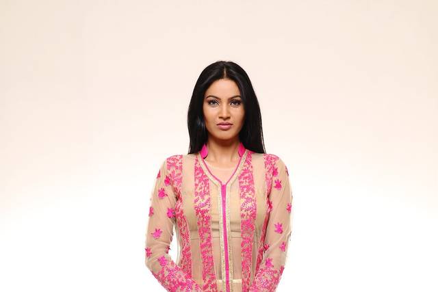 Pink thread work jacket set